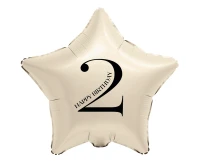 Foil Balloon 18" - Star with Number "2" (creamy)